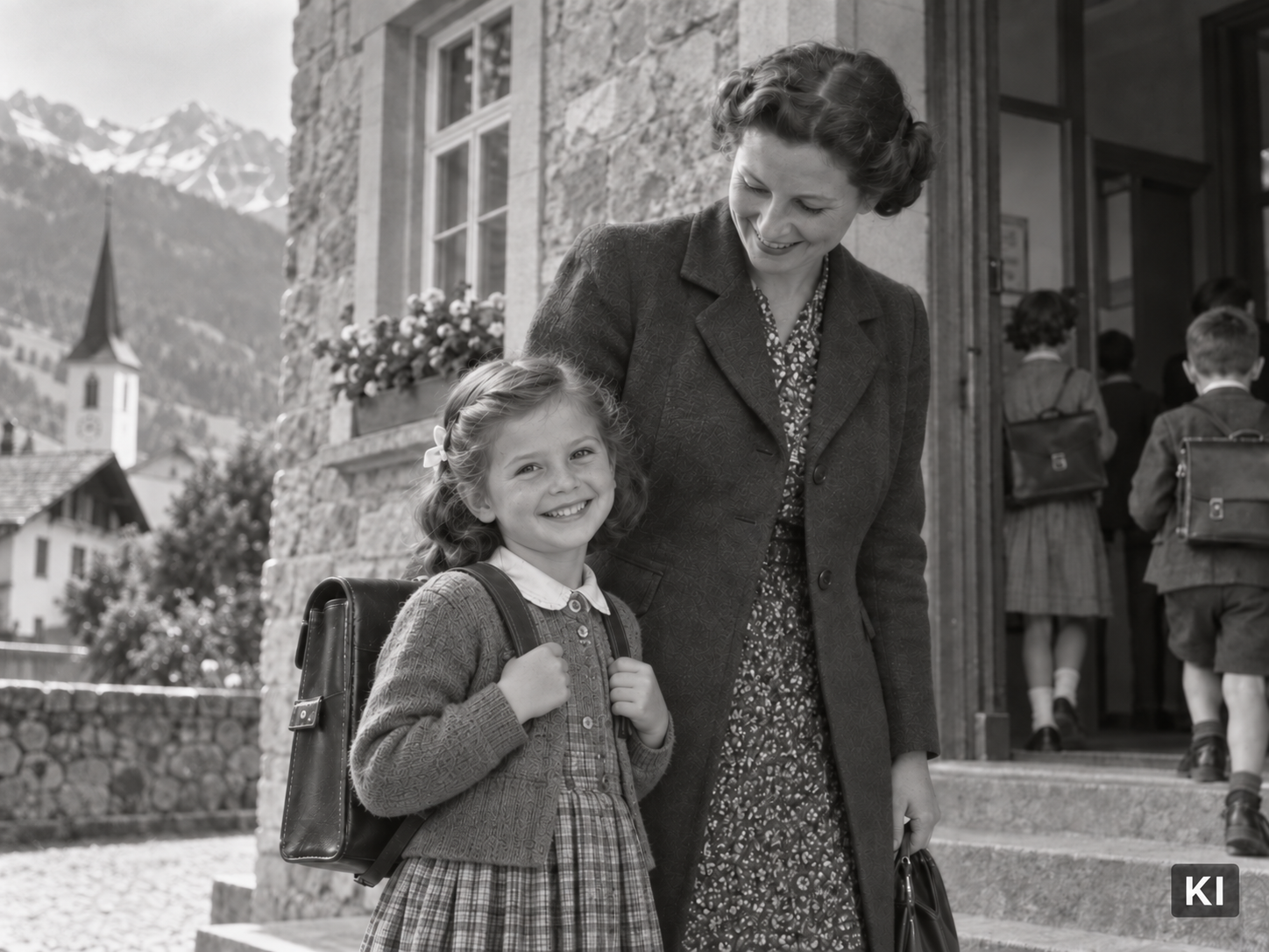 KI-generiertes Musterbild: Der erste Schultag im Jahr 1946