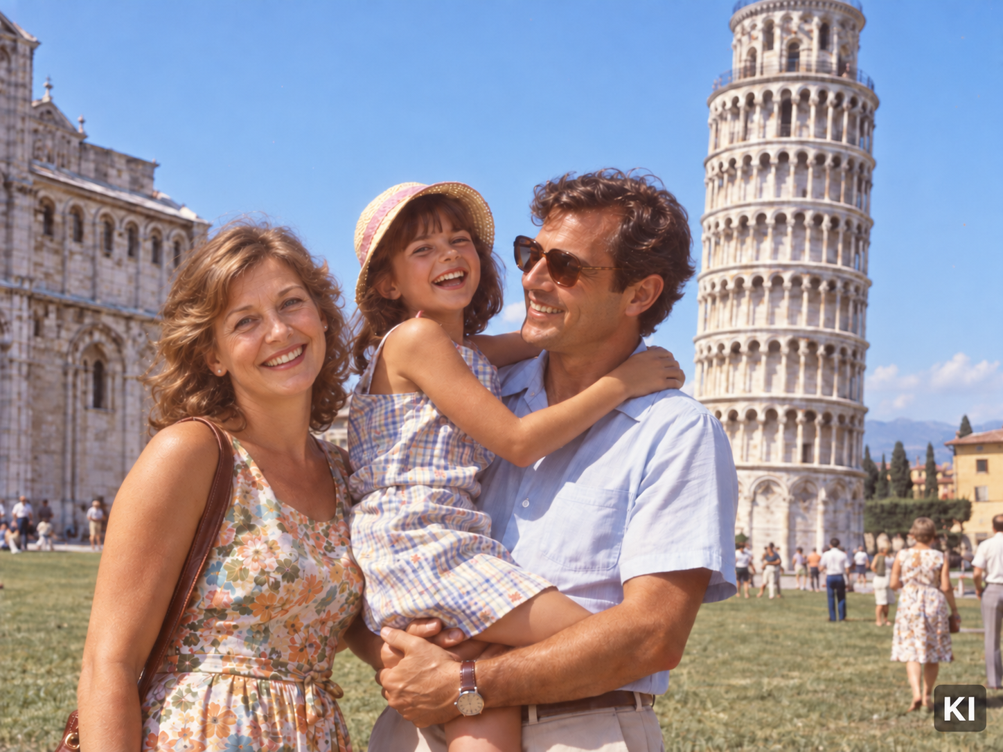 KI-generiertes Musterbild: Ein Sommertag in Pisa im Jahr 1972